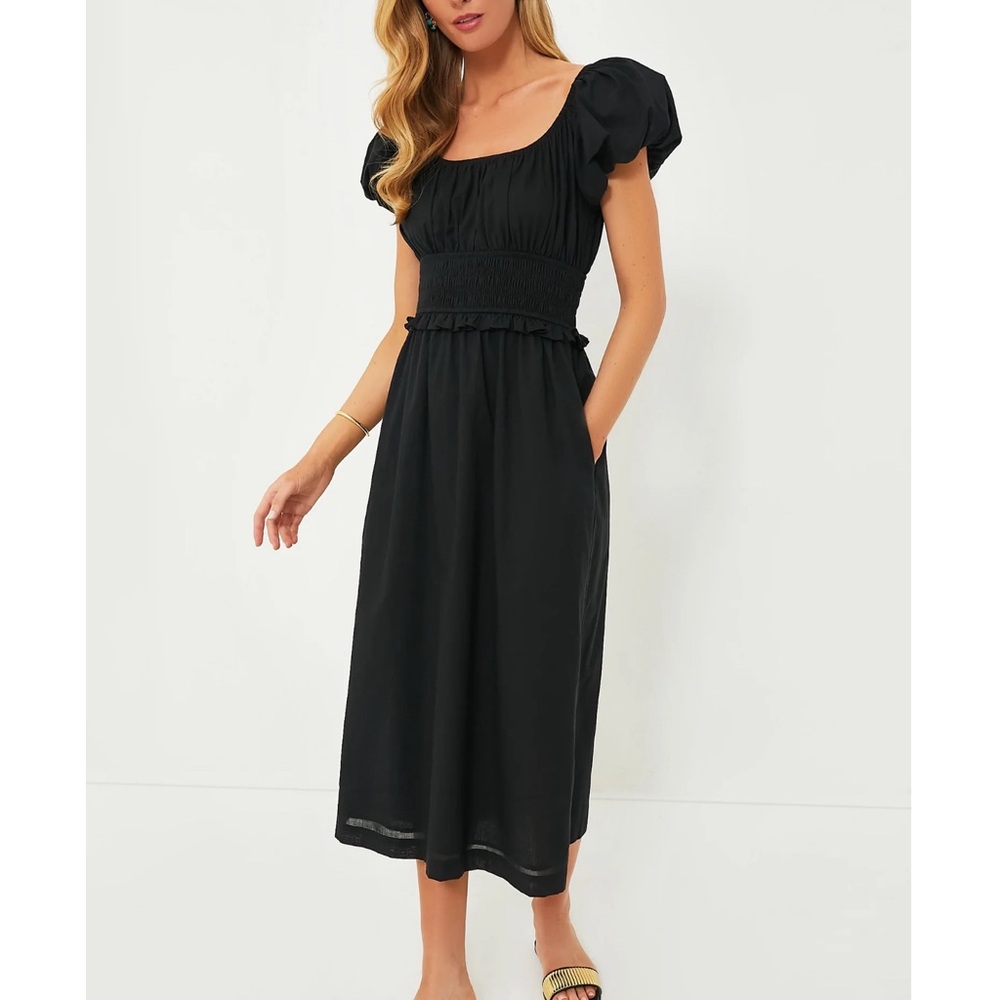 POMANDER PLACE Black Puff Sleeve Flynn Dress